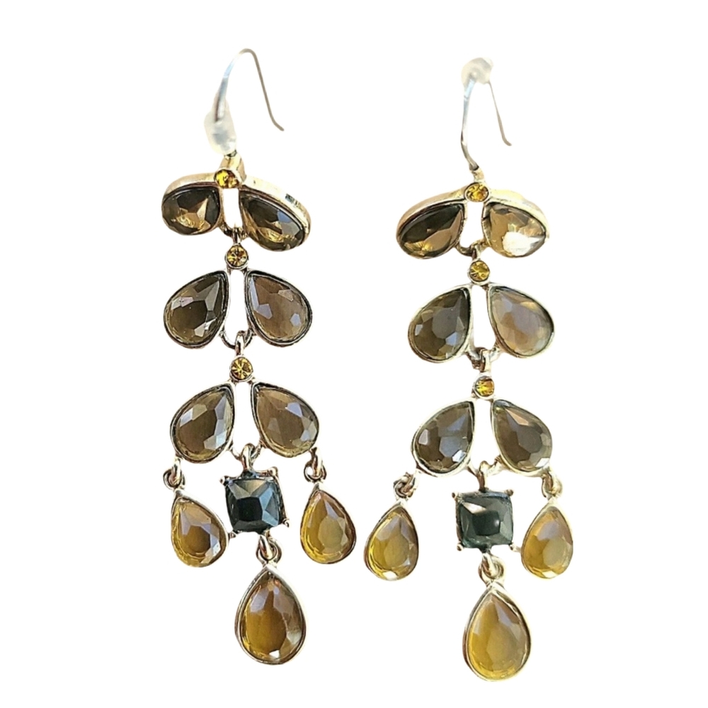 Liz Claiborne VILLAGER Natural-hued Lustrous Gold Tone Chandelier Hook Earrings